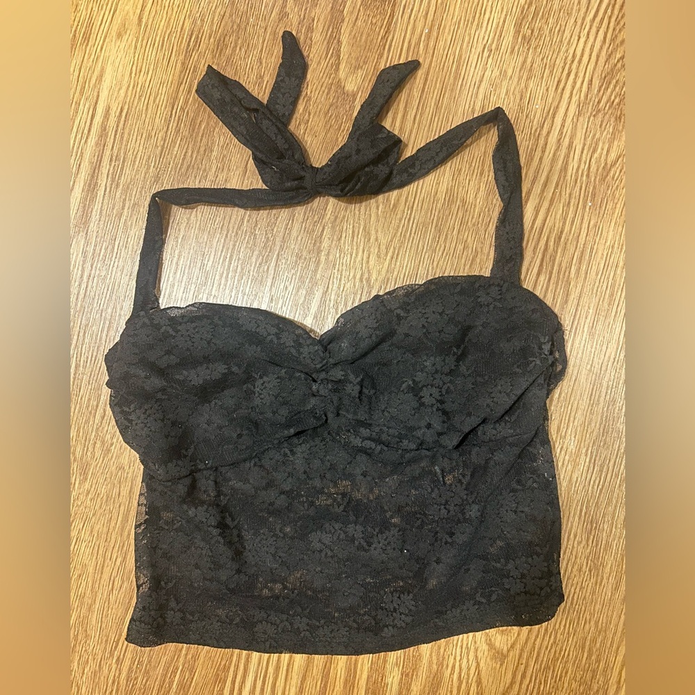 Black Lace Halter Top